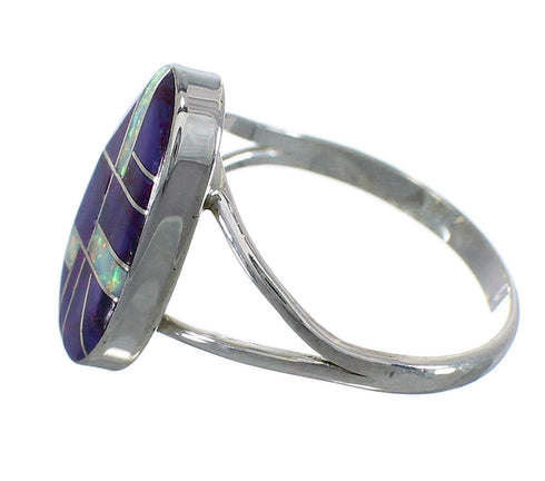 Sterling Silver Magenta Turquoise And Opal Ring Size 4-3/4 VX57646