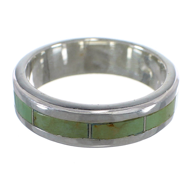 Silver And Turquoise Inlay Ring Size 6-1/2 VX58389