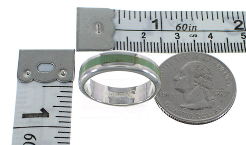 Authentic Sterling Silver And Turquoise Inlay Ring Size 7-3/4 VX58396