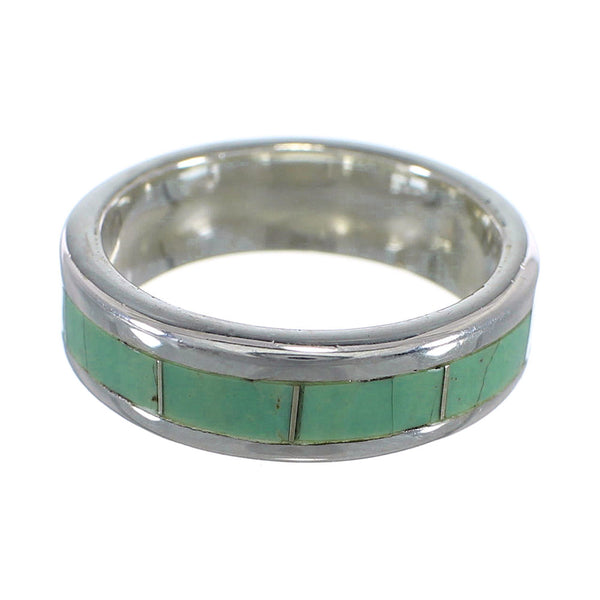 Southwest Authentic Sterling Silver And Turquoise Inlay Ring Size 5-1/2 VX58401