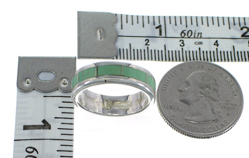 Sterling Silver And Turquoise Inlay Southwest Ring Size 7-1/4 VX58403