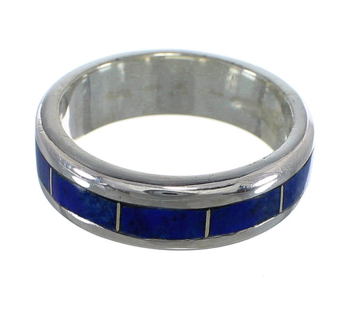 Southwestern Lapis Inlay Genuine Sterling Silver Ring Size 6 RX58506