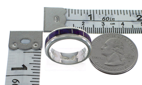 Authentic Sterling Silver Magenta Turquoise Inlay Ring Size 6-1/2 VX58951