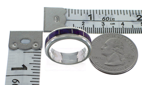 Southwest Sterling Silver Magenta Turquoise Inlay Ring Size 6-1/2 VX58952