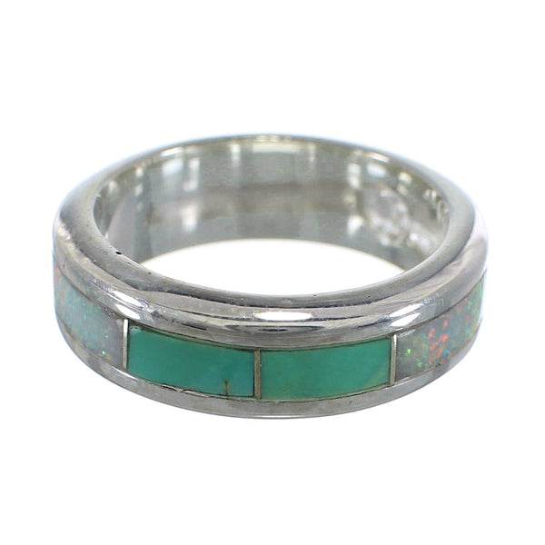 Sterling Silver Turquoise Opal Inlay Ring Size 5-3/4 RX57427
