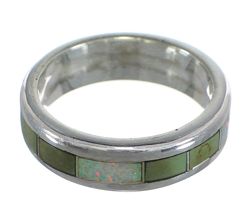 Authentic Sterling Silver Turquoise And Opal Inlay Ring Size 5-3/4 RX57431