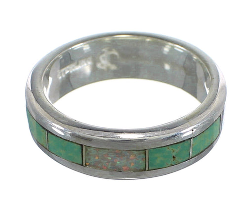 Turquoise Opal Inlay Authentic Sterling Silver Ring Size 5-3/4 RX57454