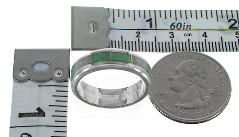 Turquoise Opal Inlay Authentic Sterling Silver Ring Size 5-3/4 RX57454