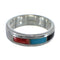Southwest Sterling Silver Multicolor Inlay Jewelry Ring Size 4-3/4 VX58675