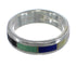 Southwest Authentic Sterling Silver Multicolor Inlay Jewelry Ring Size 5-1/2 VX58683
