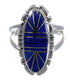 Southwest Lapis Inlay Authentic Sterling Silver Ring Size 7-1/4 RX58008