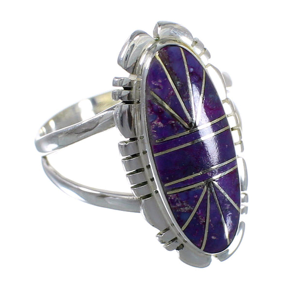Southwest Genuine Sterling Silver Magenta Turquoise Inlay Jewelry Ring Size 5-1/2 VX58962