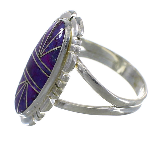 Southwest Genuine Sterling Silver Magenta Turquoise Inlay Jewelry Ring Size 5-1/2 VX58962