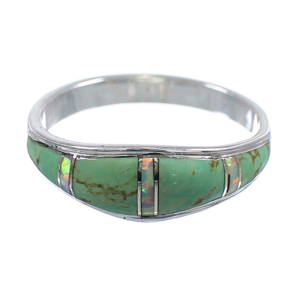 Authentic Sterling Silver Turquoise Opal Inlay Ring Size 7-1/4 RX57274