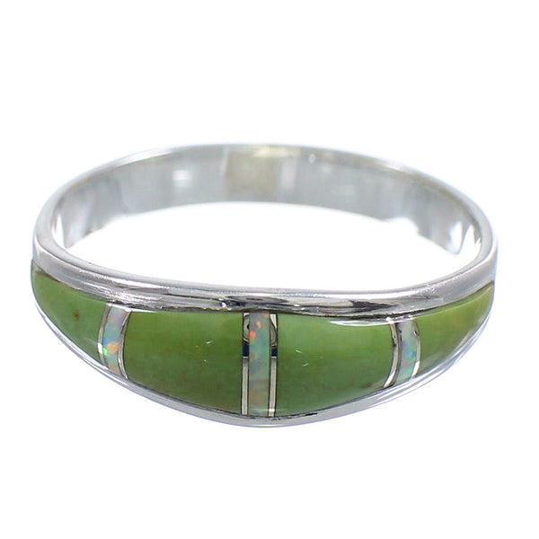 Sterling Silver Turquoise Opal Inlay Ring Size 7-1/4 RX57288