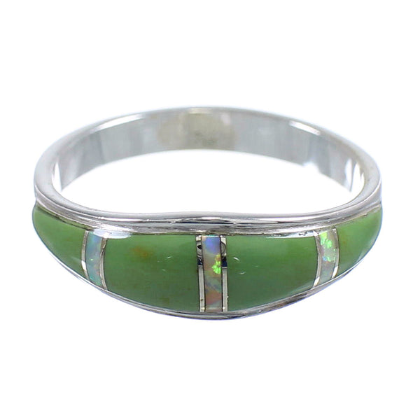 Turquoise And Opal Inlay Authentic Sterling Silver Ring Size 5-1/2 RX57291