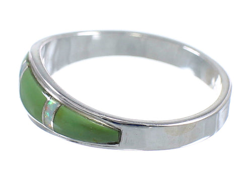 Turquoise And Opal Inlay Authentic Sterling Silver Ring Size 5-1/2 RX57291