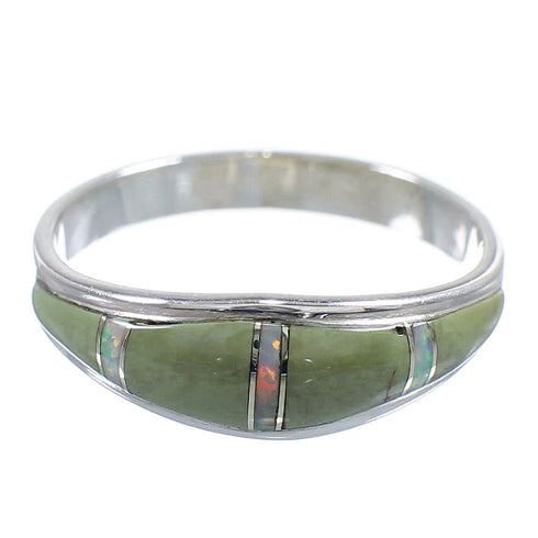 Turquoise And Opal Southwestern Silver Ring Size 7-3/4 RX57317