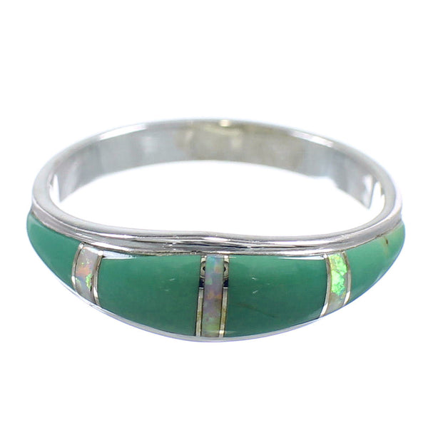 Sterling Silver Southwestern Turquoise And Opal Inlay Ring Size 6-1/2 RX57323