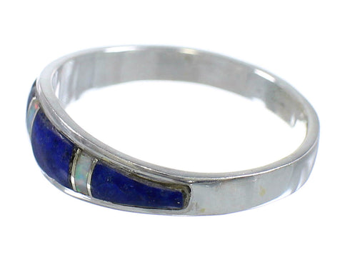 Genuine Sterling Silver Lapis Opal Inlay Ring Size 6-3/4 RX59169