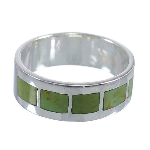Southwest Authentic Sterling Silver And Turquoise Inlay Jewelry Ring Size 8-1/4 VX58435