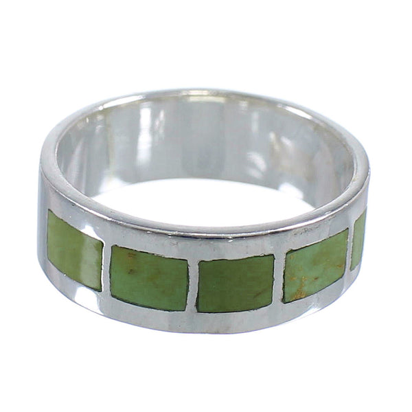 Southwest Authentic Sterling Silver And Turquoise Inlay Jewelry Ring Size 8-1/4 VX58435