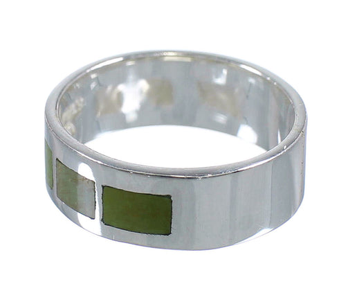 Southwest Silver And Turquoise Inlay Jewelry Ring Size 7-1/4 VX58433