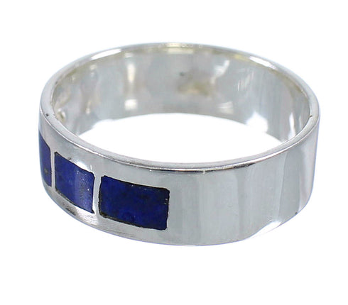 Sterling Silver Southwestern Lapis Inlay Ring Size 7-3/4 RX58277