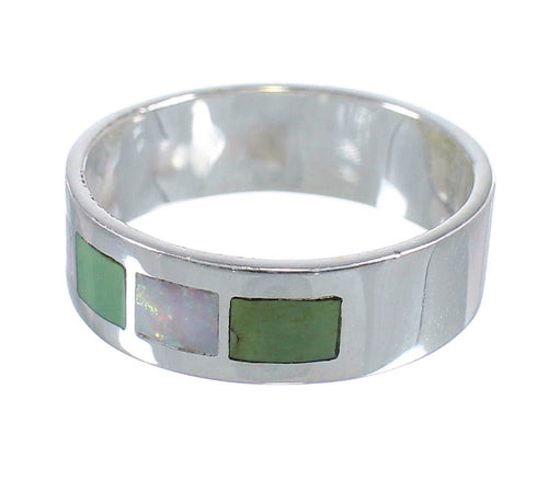 Southwest Sterling Silver Turquoise And Opal Ring Size 8-1/4 VX58049