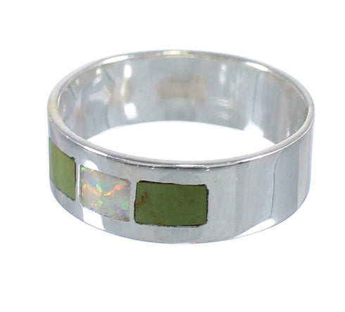 Authentic Sterling Silver Turquoise And Opal Ring Size 7-1/4 VX58055