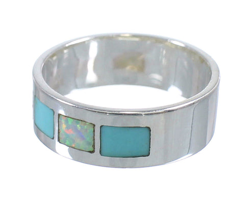 Opal Turquoise And Silver Jewelry Ring Size 7-3/4 VX58313