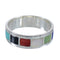 Multicolor Inlay Authentic Sterling Silver Southwest Ring Size 6-1/4 VX58806