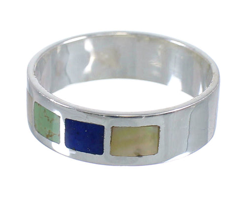 Silver And Multicolor Inlay Southwest Ring Size 6-1/2 VX58809