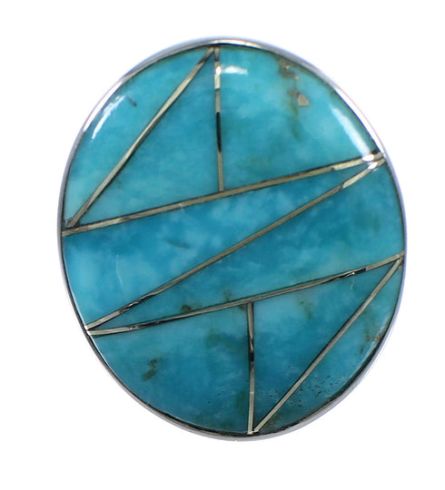 Genuine Sterling Silver And Turquoise Inlay Southwest Ring Size 4-1/2 WX59093