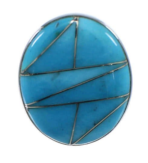 Southwest Sterling Silver Turquoise Inlay Ring Size 6-1/2 WX59121
