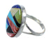 Silver And Multicolor Inlay Southwest Jewelry Ring Size 5-3/4 VX58838