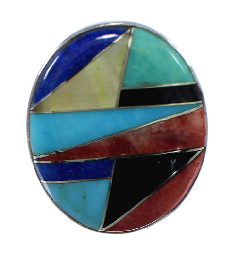 Multicolor Silver Southwestern Ring Size 7-1/4 VX58846