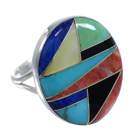 Southwestern Multicolor Sterling Silver Ring Size 6-1/2 VX58858