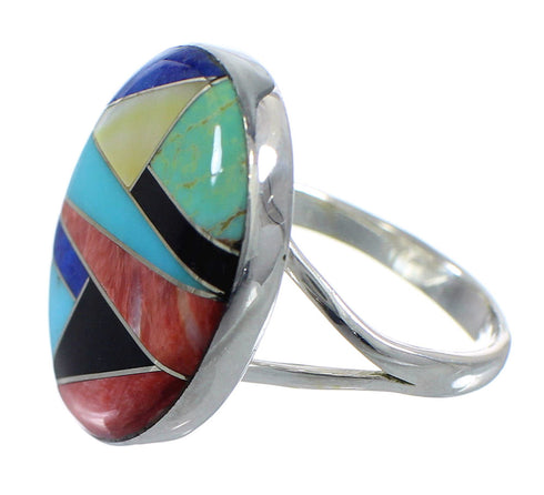 Southwestern Multicolor Sterling Silver Ring Size 6-1/2 VX58858