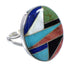 Southwestern Sterling Silver Multicolor Ring Size 4-1/2 VX58864