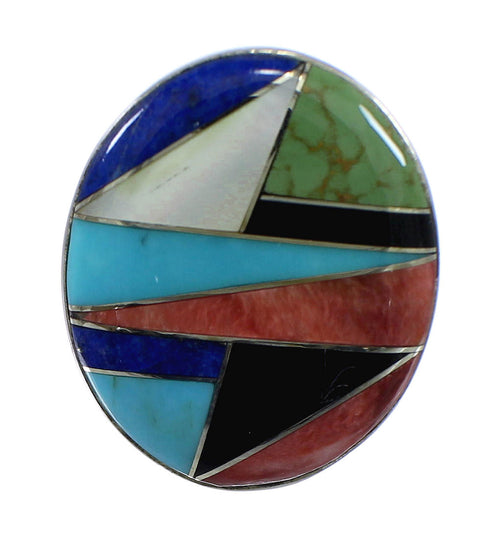 Southwestern Silver Multicolor Ring Size 7-1/4 VX58868