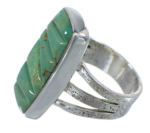Southwest Turquoise Inlay And Sterling Silver Jewelry Ring Size 5-1/4 VX57356