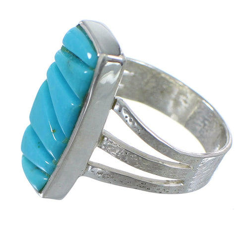 Sterling Silver Southwestern Turquoise Inlay Jewelry Ring Size 6-3/4 WX59181