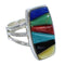 Southwestern Multicolor Inlay And Genuine Sterling Silver Jewelry Ring Size 6-3/4 VX58884