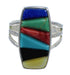 Multicolor Inlay And Authentic Sterling Silver Southwestern Jewelry Ring Size 8-1/4 VX58892