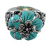 Turquoise Flower Dragonfly Sterling Silver Ring Size 4-3/4 RX82658