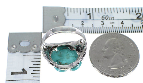 Turquoise Flower Dragonfly Sterling Silver Ring Size 4-3/4 RX82658