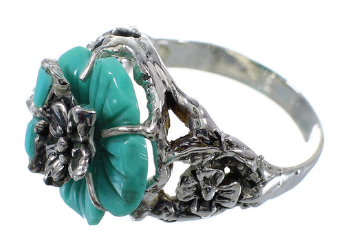 Sterling Silver Turquoise Flower Dragonfly Jewelry Ring Size 4-3/4 RX82687