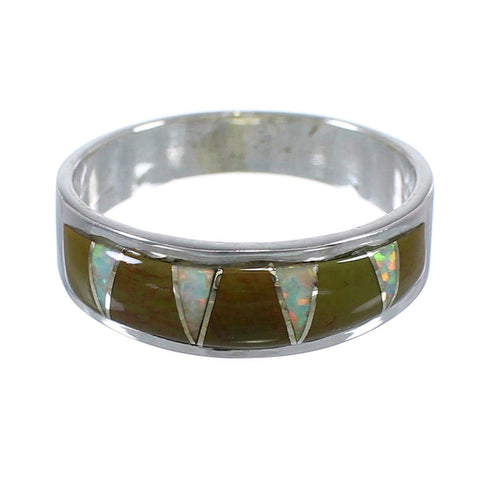 Authentic Sterling Silver Turquoise Opal Inlay Ring Size 6-1/2 RX82965