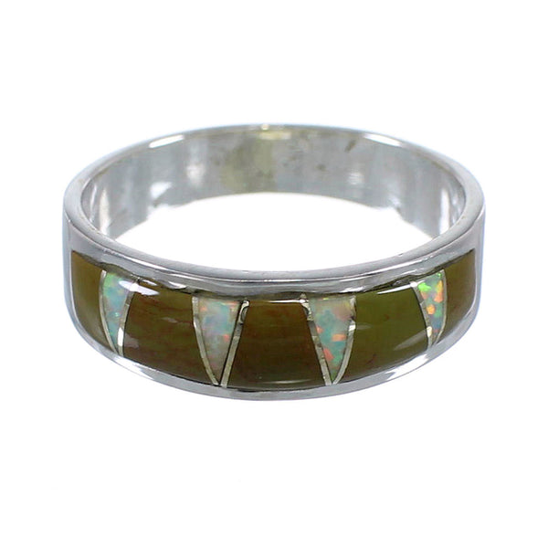 Authentic Sterling Silver Turquoise Opal Inlay Ring Size 6-1/2 RX82965